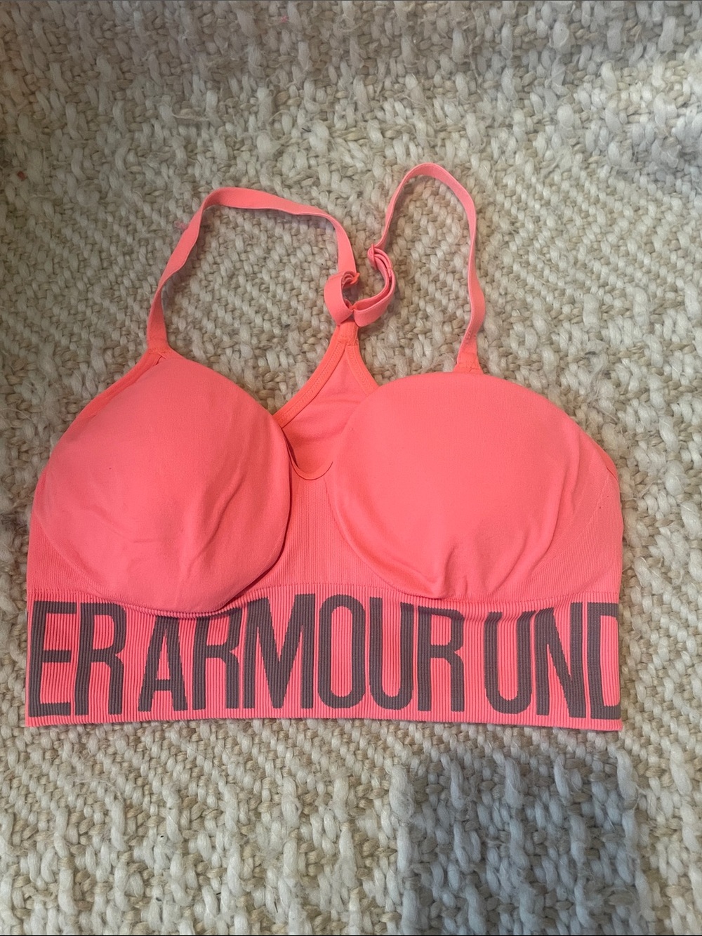 Under Armour Neon Coral Padded Sports Bra